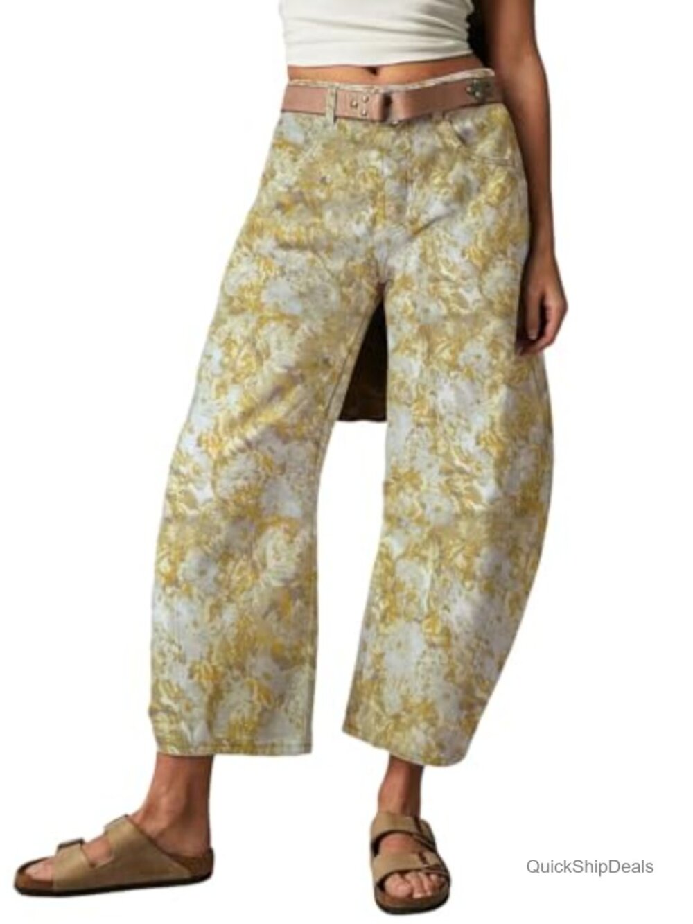 Baggy Barrel Jeans Mid Rise Wide Leg Boyfriend Patchwork Denim Pants